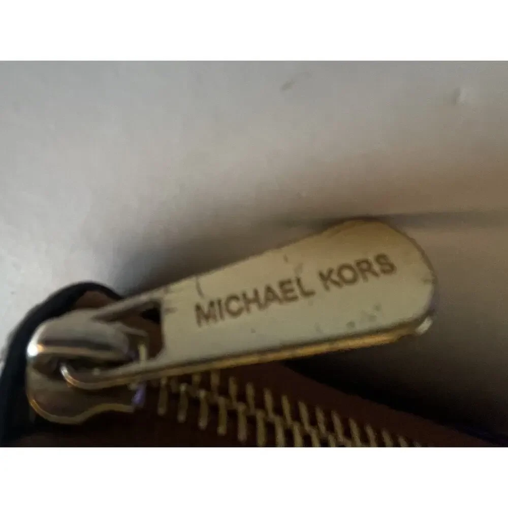 Michael Kors Studded Snakeskin Zip Around Wallet Womens Tan Gold